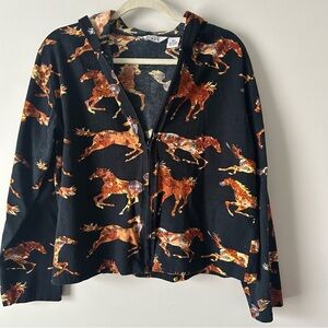 Keren Hart horse print zip up cropped hoodie XL